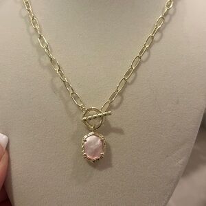 Kendra Scott Daphne Convertible Gold Link Chain Necklace Light Pink Iridescent